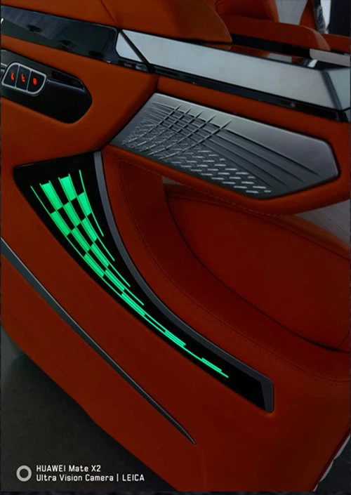 Detail of side panel of captain's chair